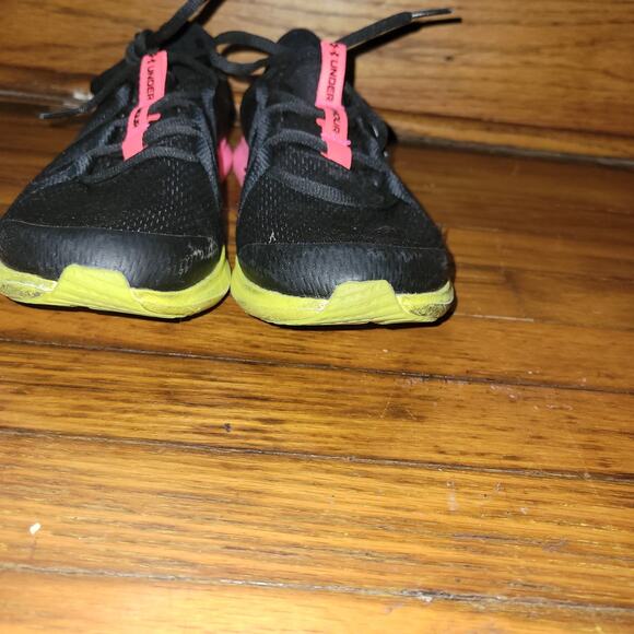 Under Armour Women's Sz 9.5 Micro G Foam Pink/Black/Neon Lace Up Running Shoes - Picture 2 of 9
